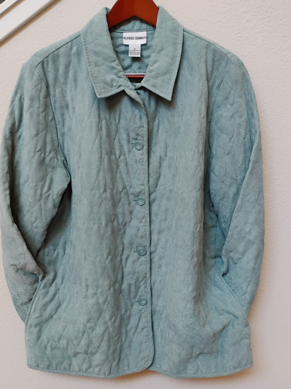 Alfred Dunner Vintage Teal Quilted Button Jacket